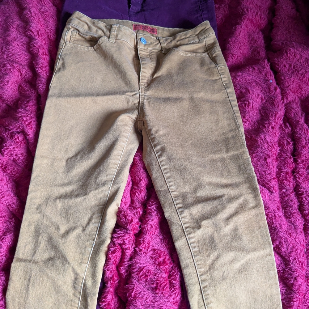2 Pairs Wax Butt I Love You Skinny Jeans  - Mustard & Burgandy